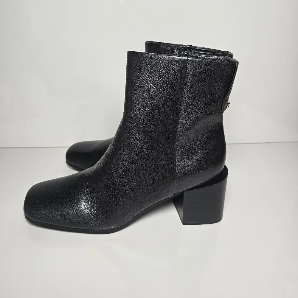 Aerosoles Ortona Black Leather Square Toe Bootie Size 10.5 NWT